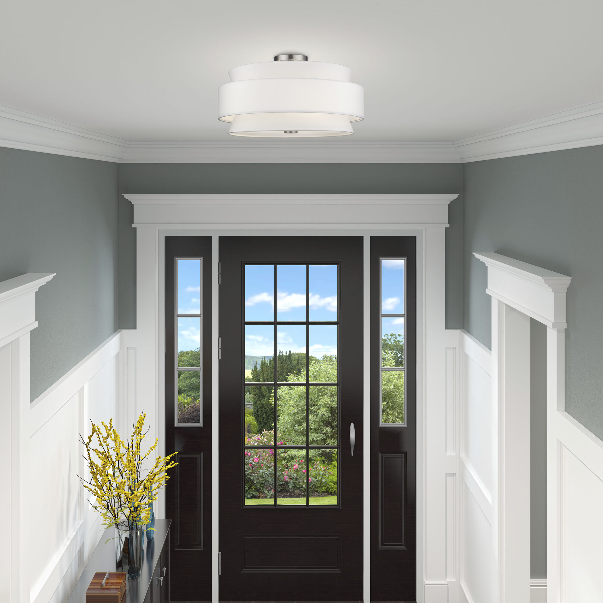 Fontana 5 Light 21 inch Brushed Nickel Semi-Flush Ceiling Light