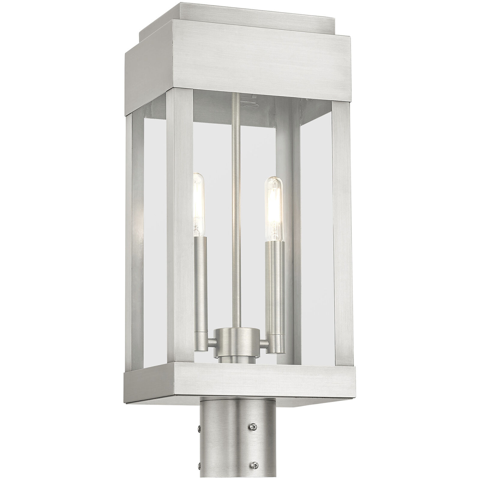 York 2 Light 20 inch Brushed Nickel Outdoor Post Top Lantern