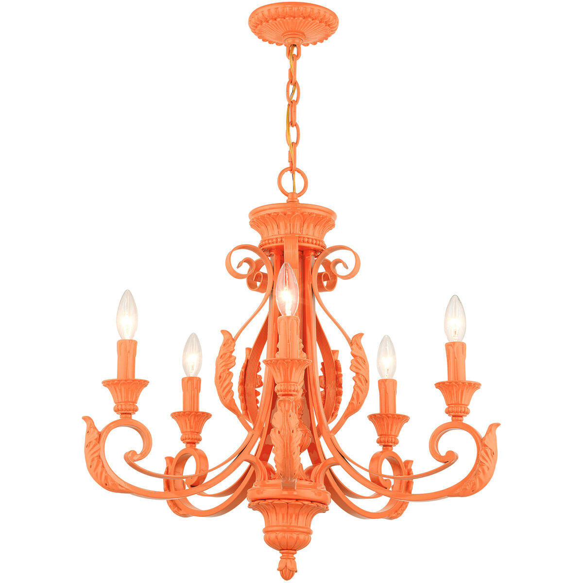 Valencia 5 Light 25 inch Shiny Orange Chandelier Ceiling Light