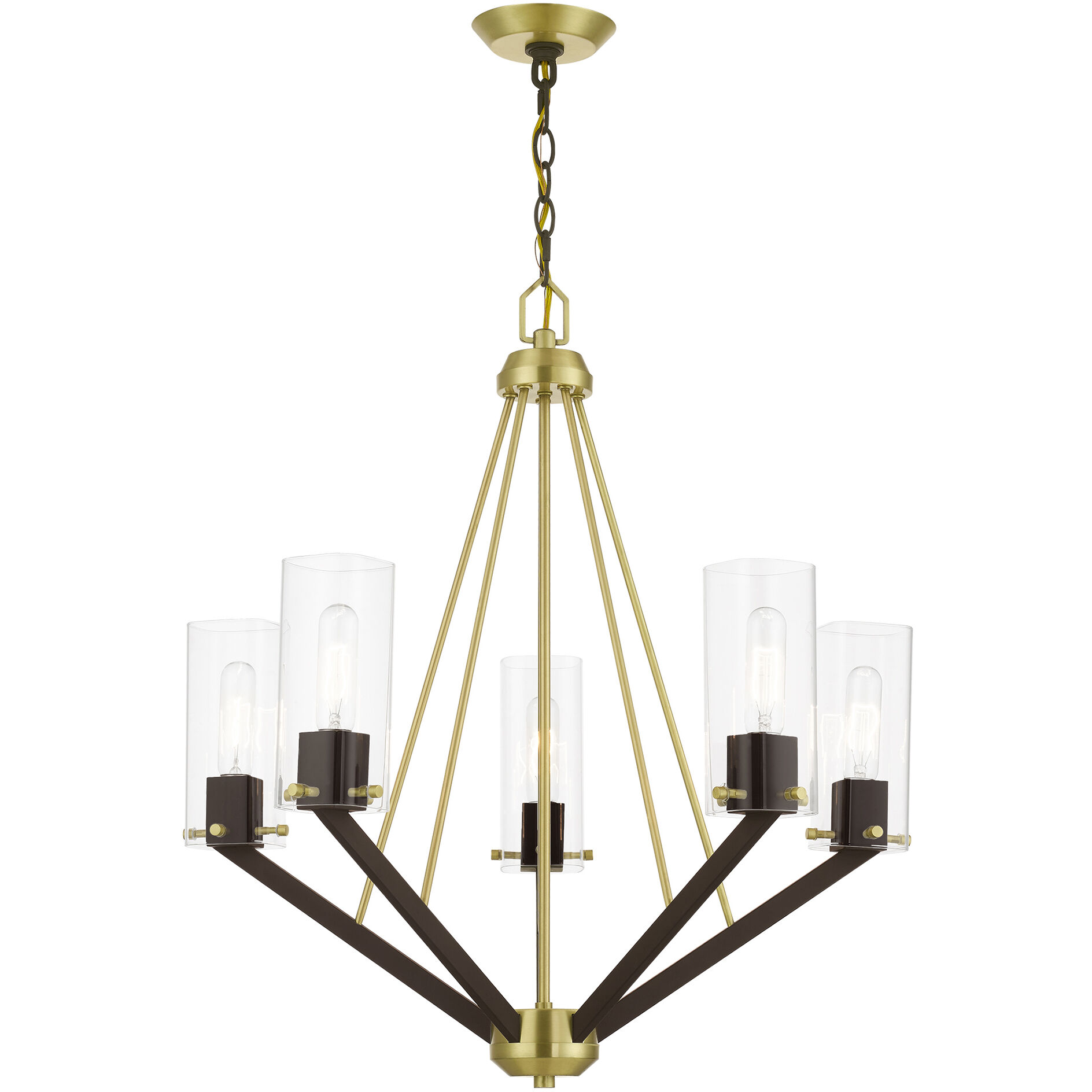 Beckett 5 Light 26 inch Satin Brass & Bronze Chandelier Ceiling Light