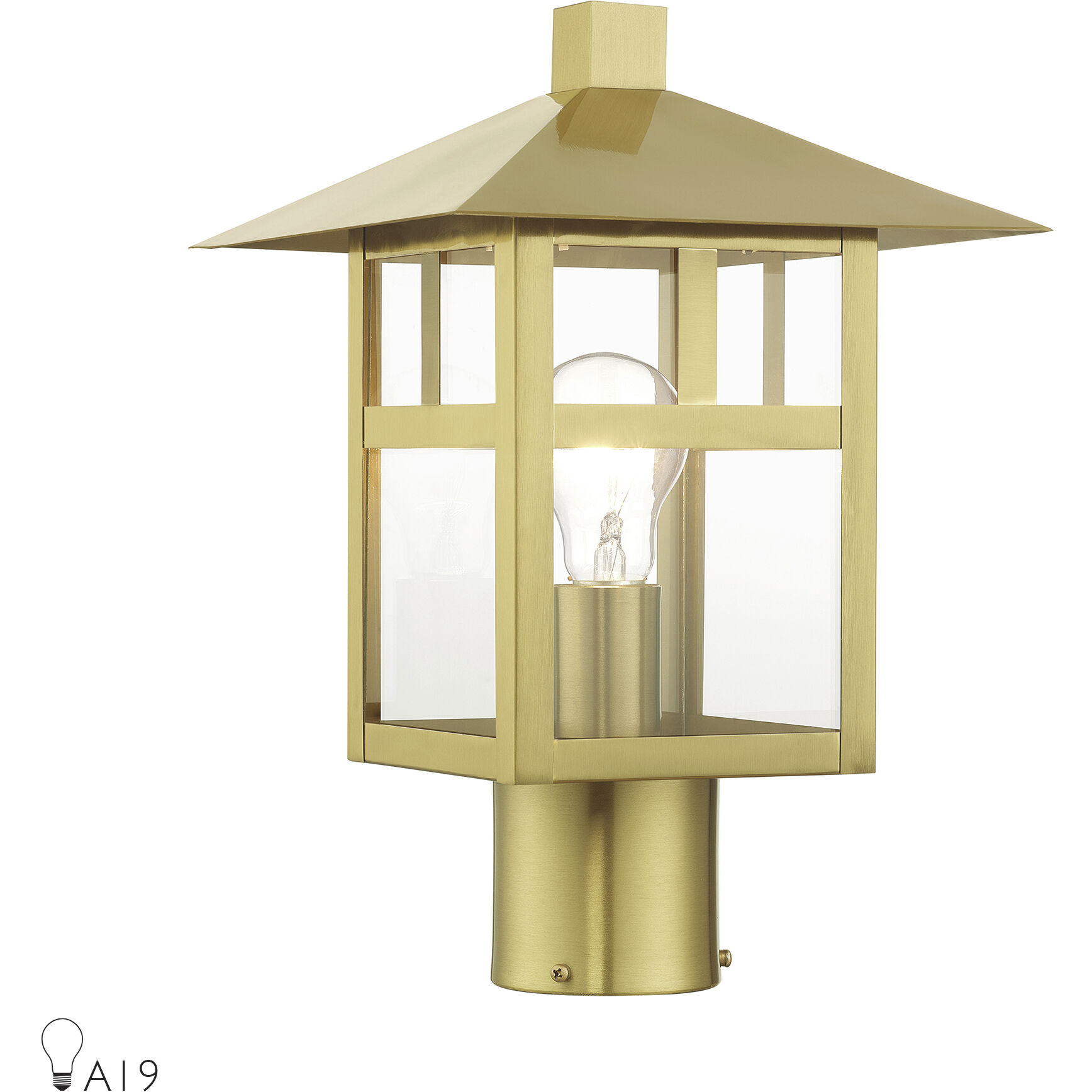 Crestlake 1 Light 13.5 inch Satin Gold Outdoor Post Top Lantern