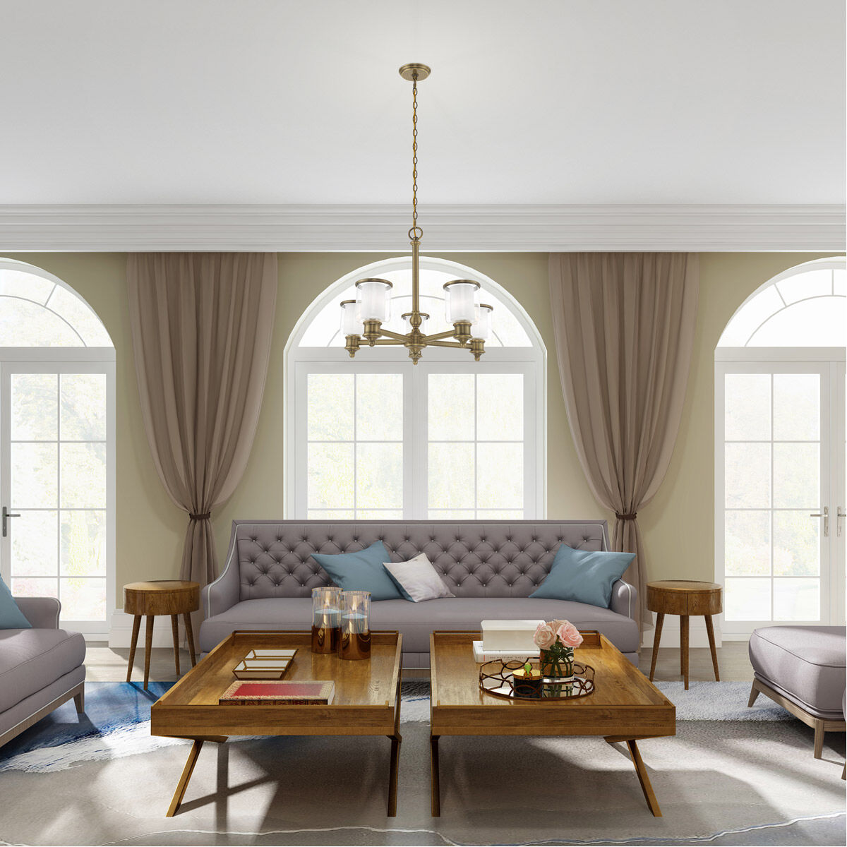 Middlebush 5 Light 25 inch Antique Brass Chandelier Ceiling Light