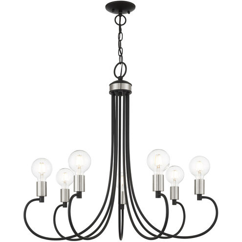 Bari 7 Light 30 inch Black with Brushed Nickel Accents Chandelier Ceiling Light