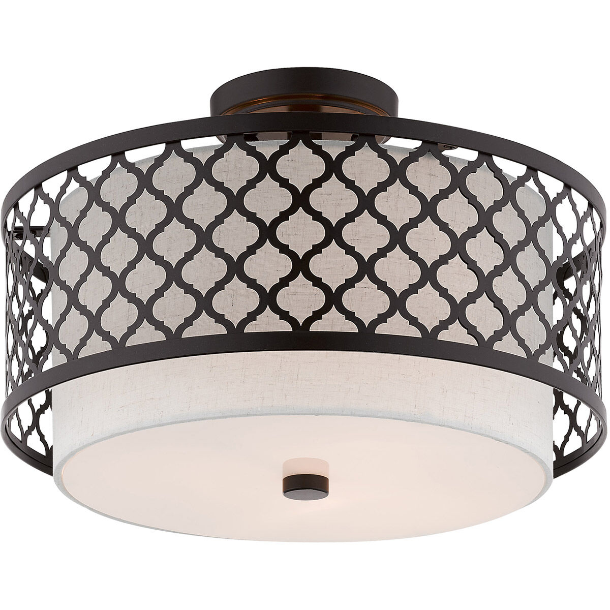 Arabesque 3 Light 15 inch English Bronze Semi-Flush Mount Ceiling Light