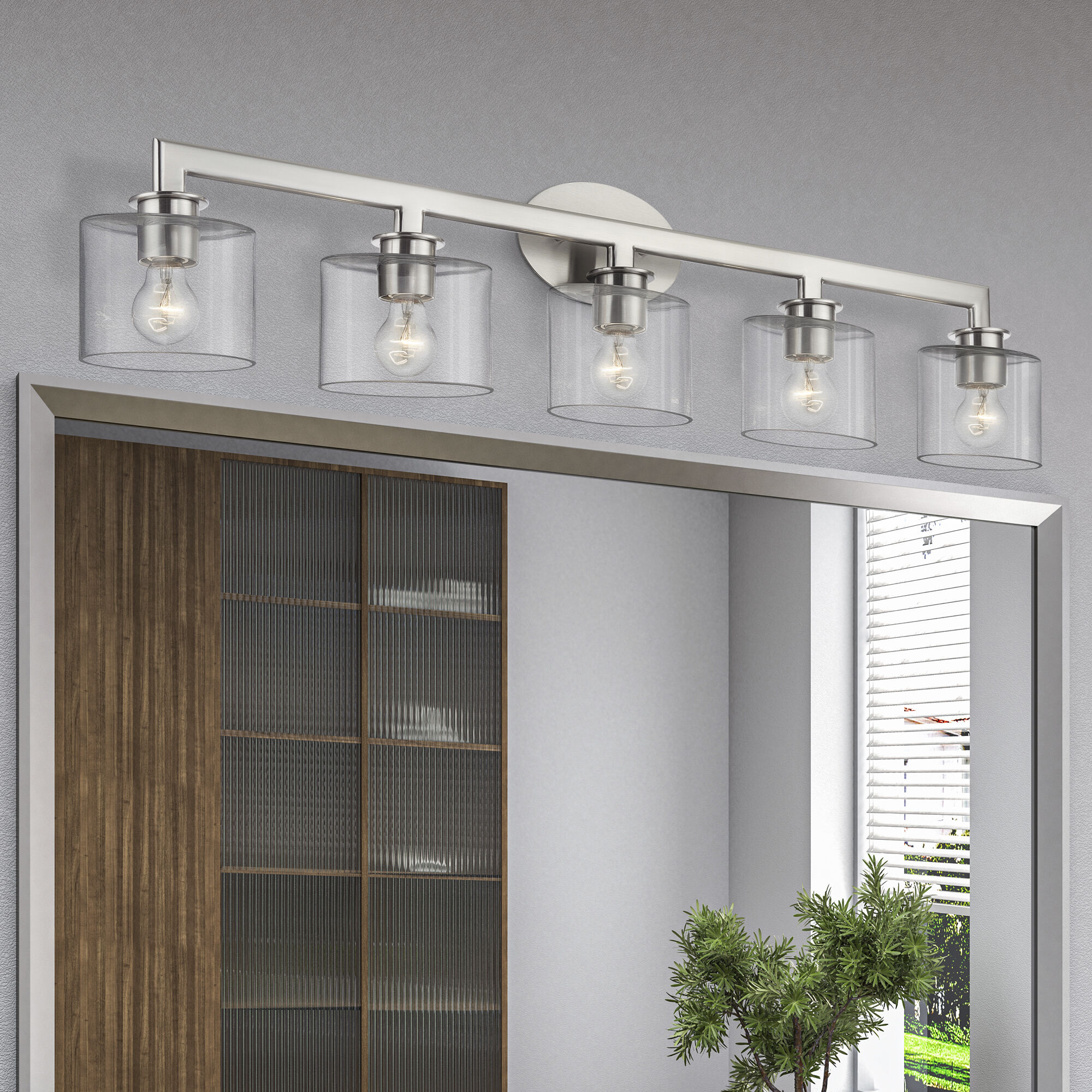 Bernardino 5 Light 44 inch Brushed Nickel Vanity Wall Sconce Wall Light