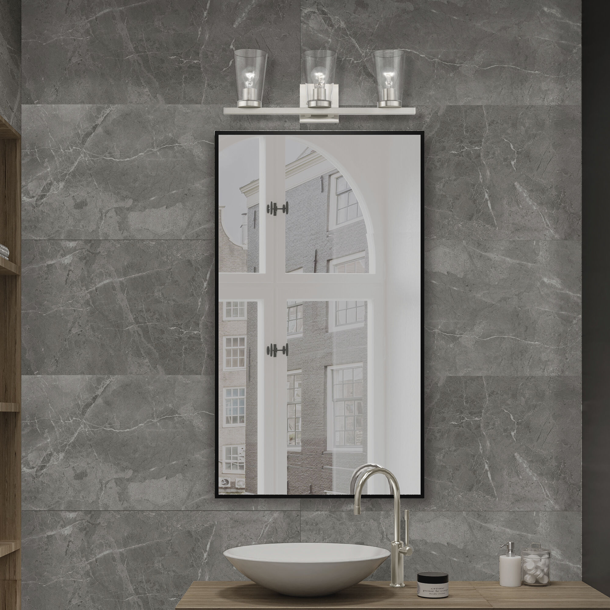 Cityview 3 Light 23 inch Brushed Nickel Vanity Sconce Wall Light