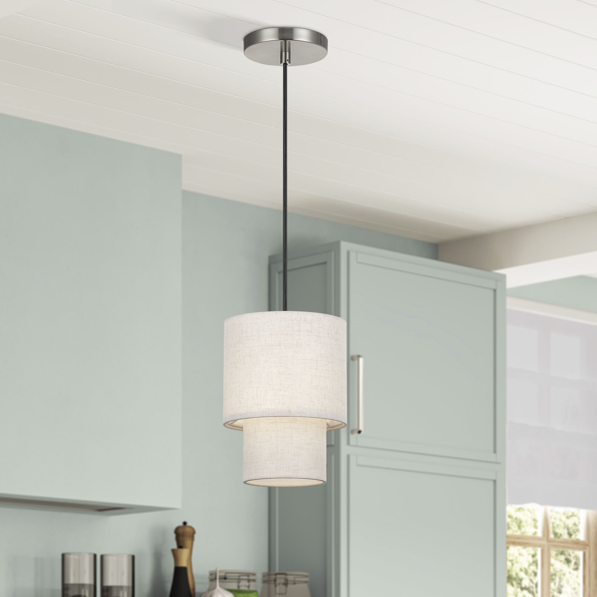 Monroe 1 Light 7 inch Brushed Nickel Mini Pendant Ceiling Light