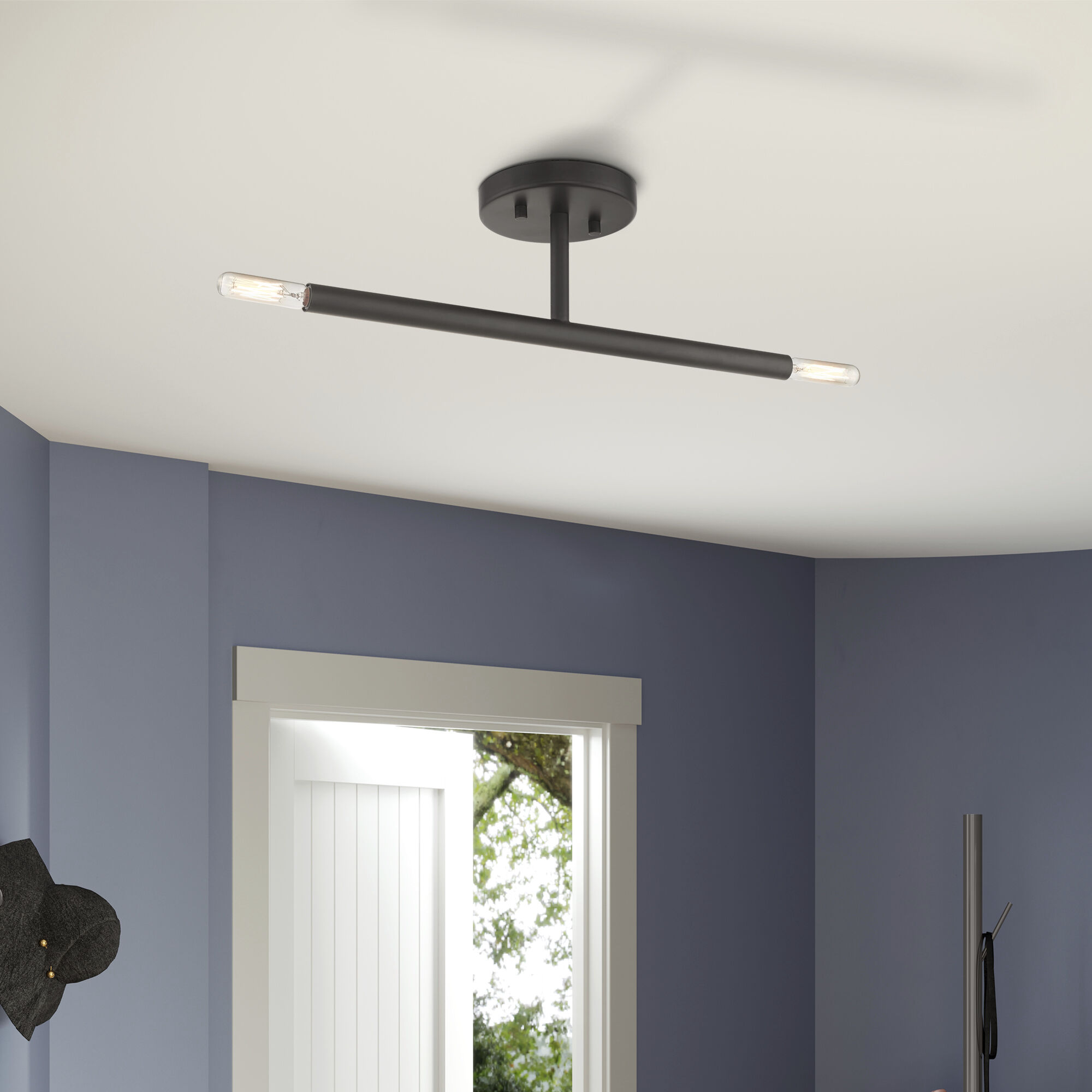 Copenhagen 2 Light 5.13 inch Bronze Semi-Flush Ceiling Light