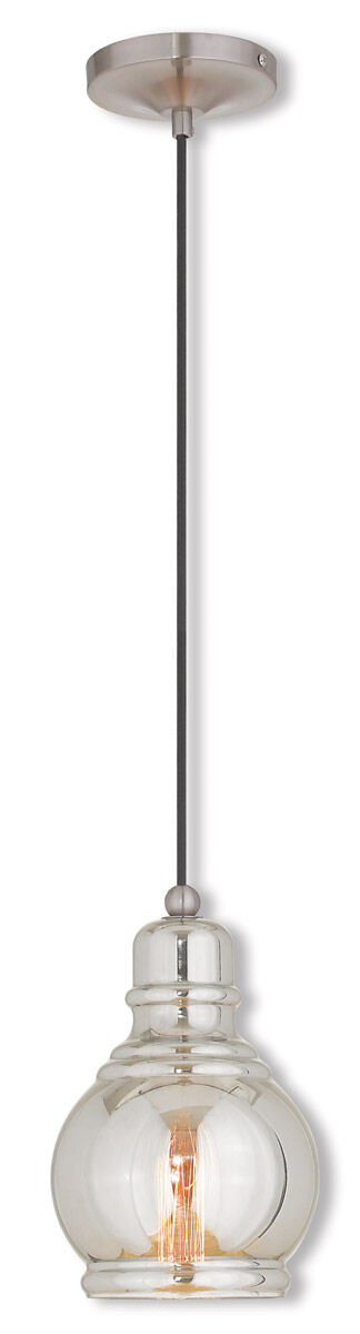 Art Glass 1 Light 6.25 inch Brushed Nickel Mini Pendant Ceiling Light