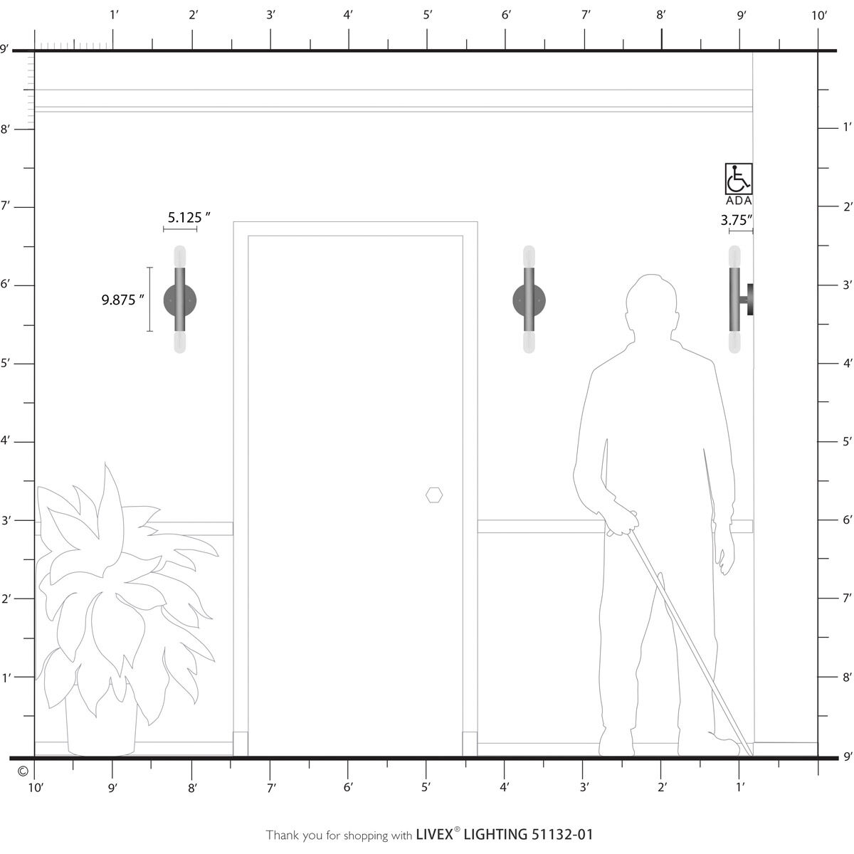Copenhagen 2 Light 5 inch Antique Brass ADA ADA Wall Sconce Wall Light