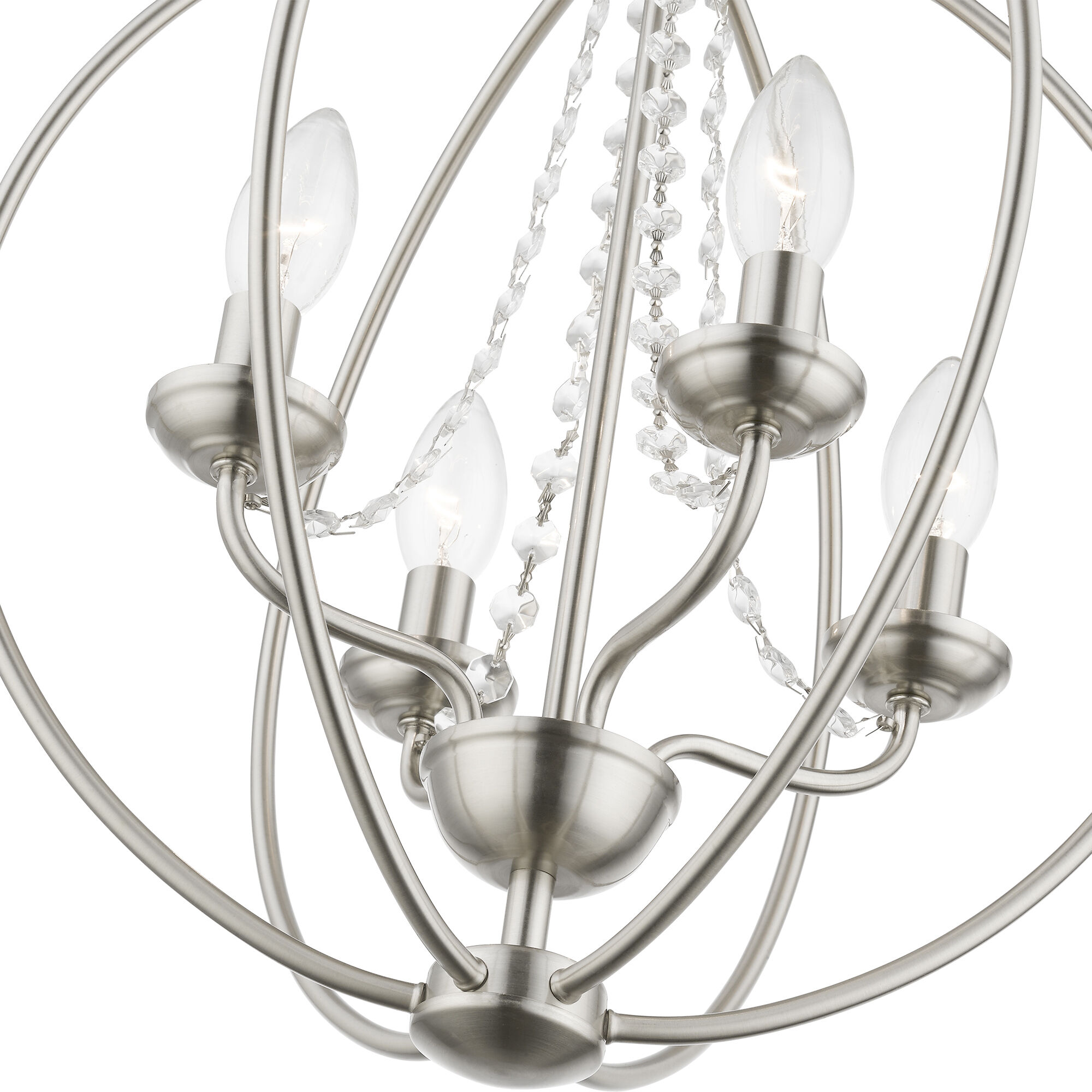 Arabella 4 Light 15 inch Brushed Nickel Convertible Chandelier/ Semi-Flush Ceiling Light, Globe