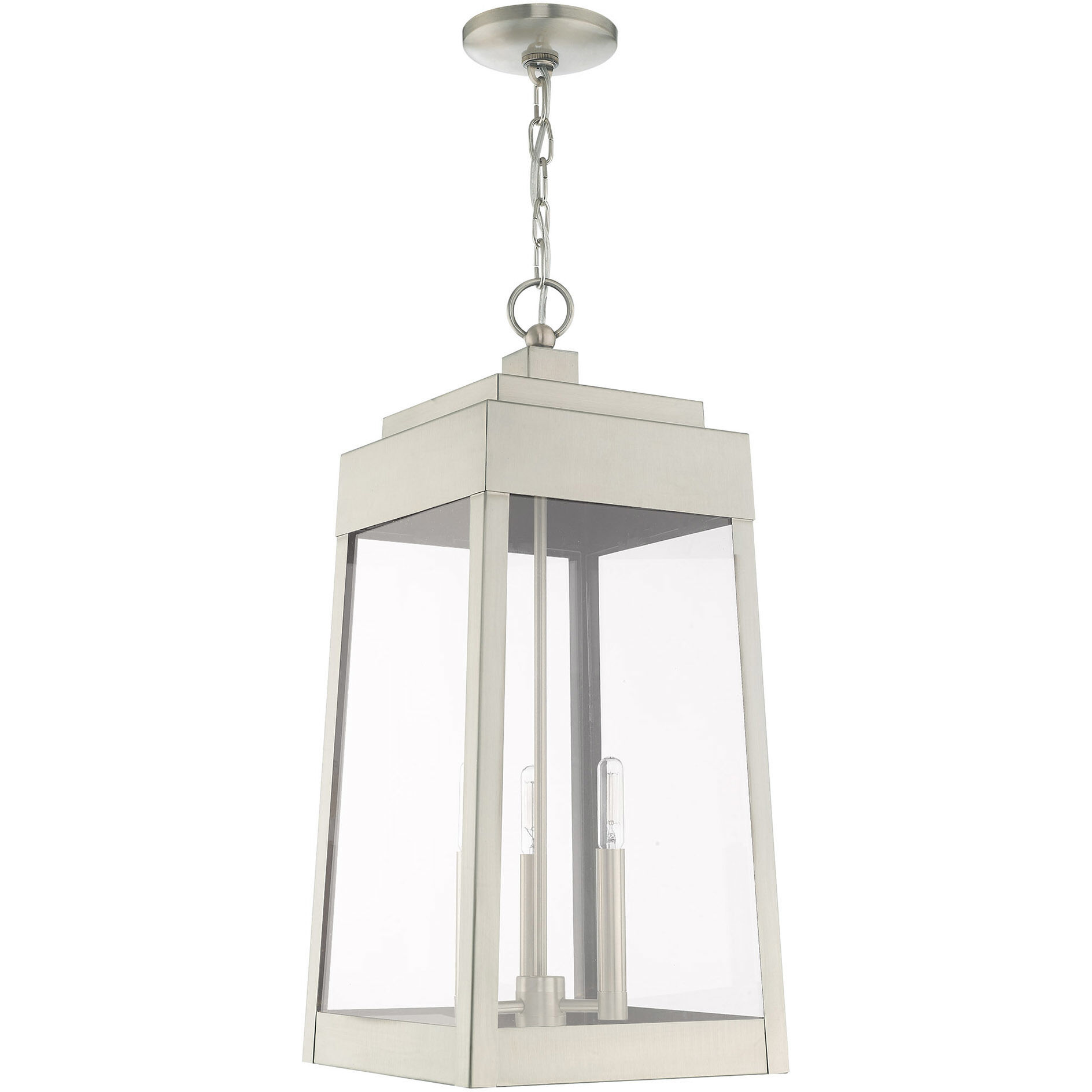 Oslo 3 Light 11 inch Brushed Nickel Outdoor Pendant Lantern