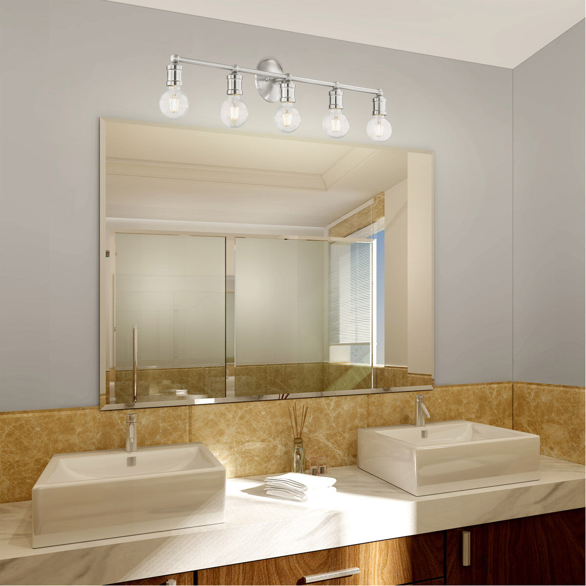 Lansdale 5 Light 34 inch Brushed Nickel Vanity Sconce Wall Light