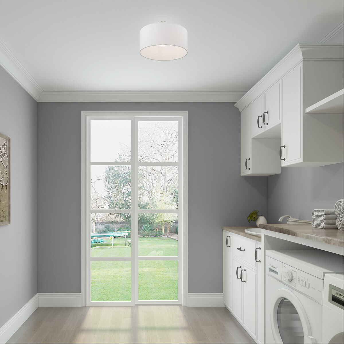 Clark 1 Light 13 inch Brushed Nickel Semi-Flush Mount Ceiling Light