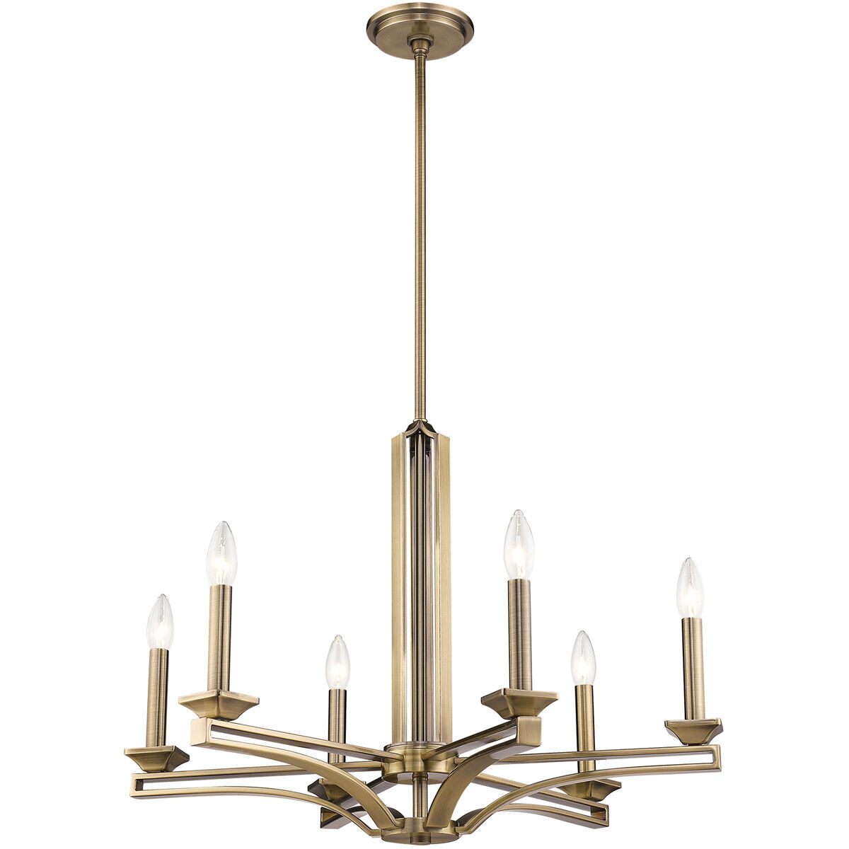 Trumbull 6 Light 26 inch Antique Brass Chandelier Ceiling Light