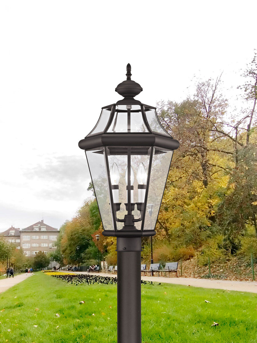 Georgetown 3 Light 23 inch Bronze Outdoor Post Top Lantern