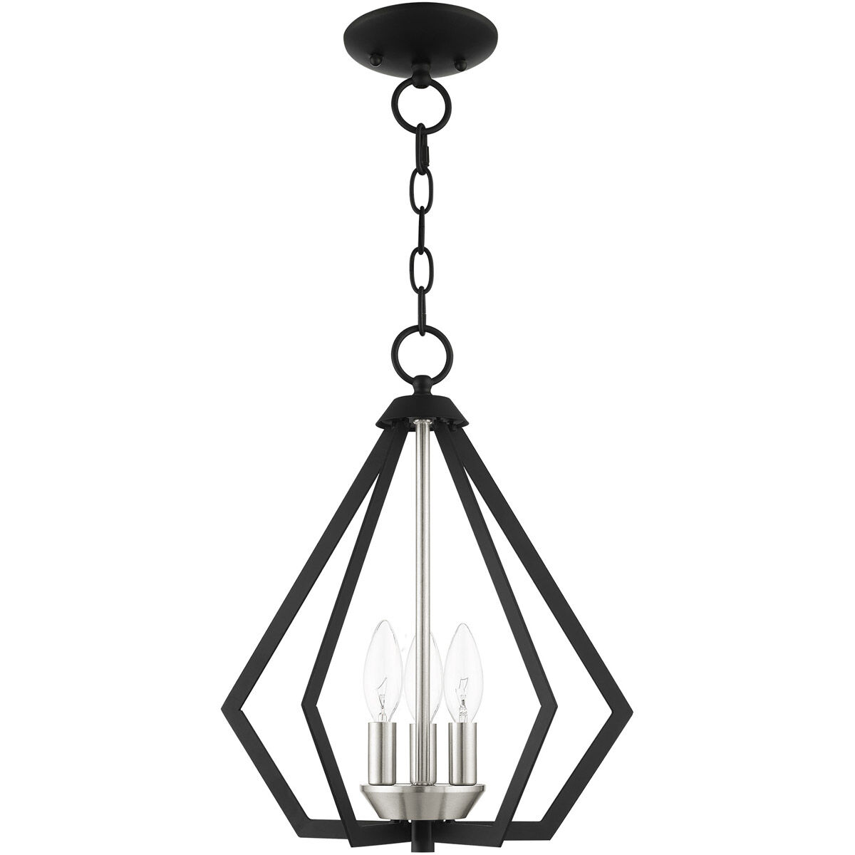 Prism 3 Light 14 inch Black with Brushed Nickel Cluster Convertible Semi Flush/Pendant Ceiling Light