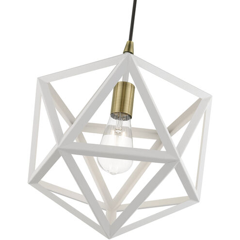 Ashland 1 Light 13 inch Textured White with Antique Brass Accents Pendant Ceiling Light
