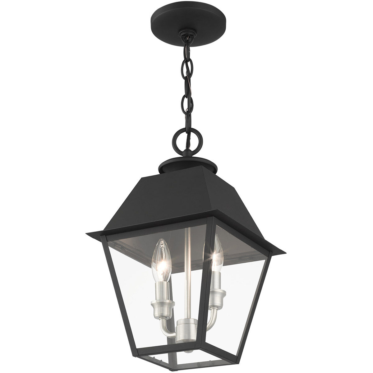 Mansfield 2 Light 9 inch Black Outdoor Pendant Lantern