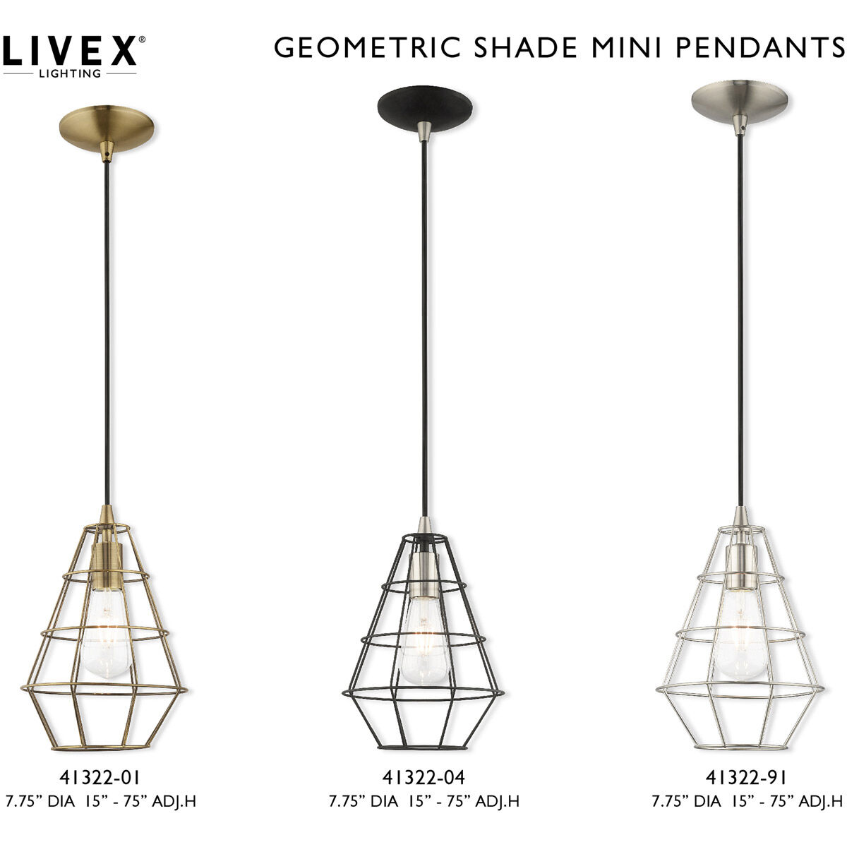 Geometric 1 Light 7.75 inch Black Mini Pendant Ceiling Light