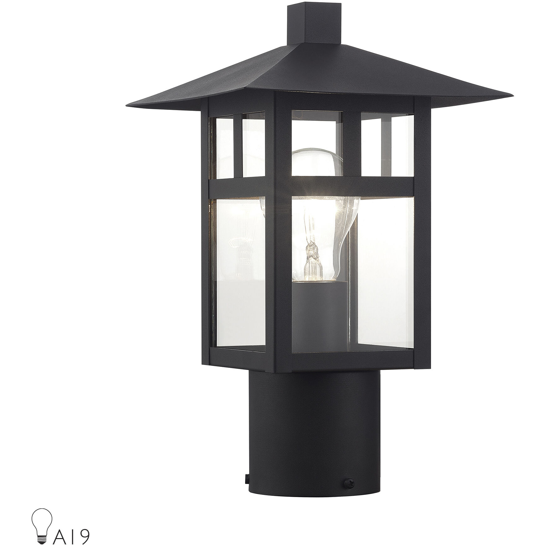 Crestlake 1 Light 11.75 inch Textured Black Outdoor Post Top Lantern