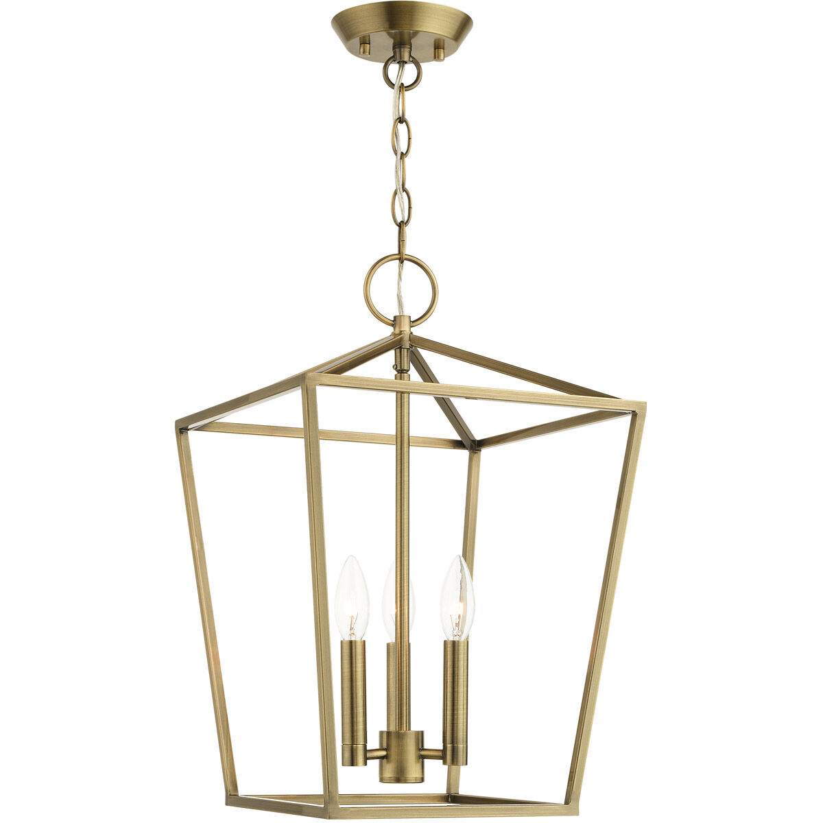 Devone 3 Light 13 inch Antique Brass Convertible Semi Flush/Lantern Ceiling Light