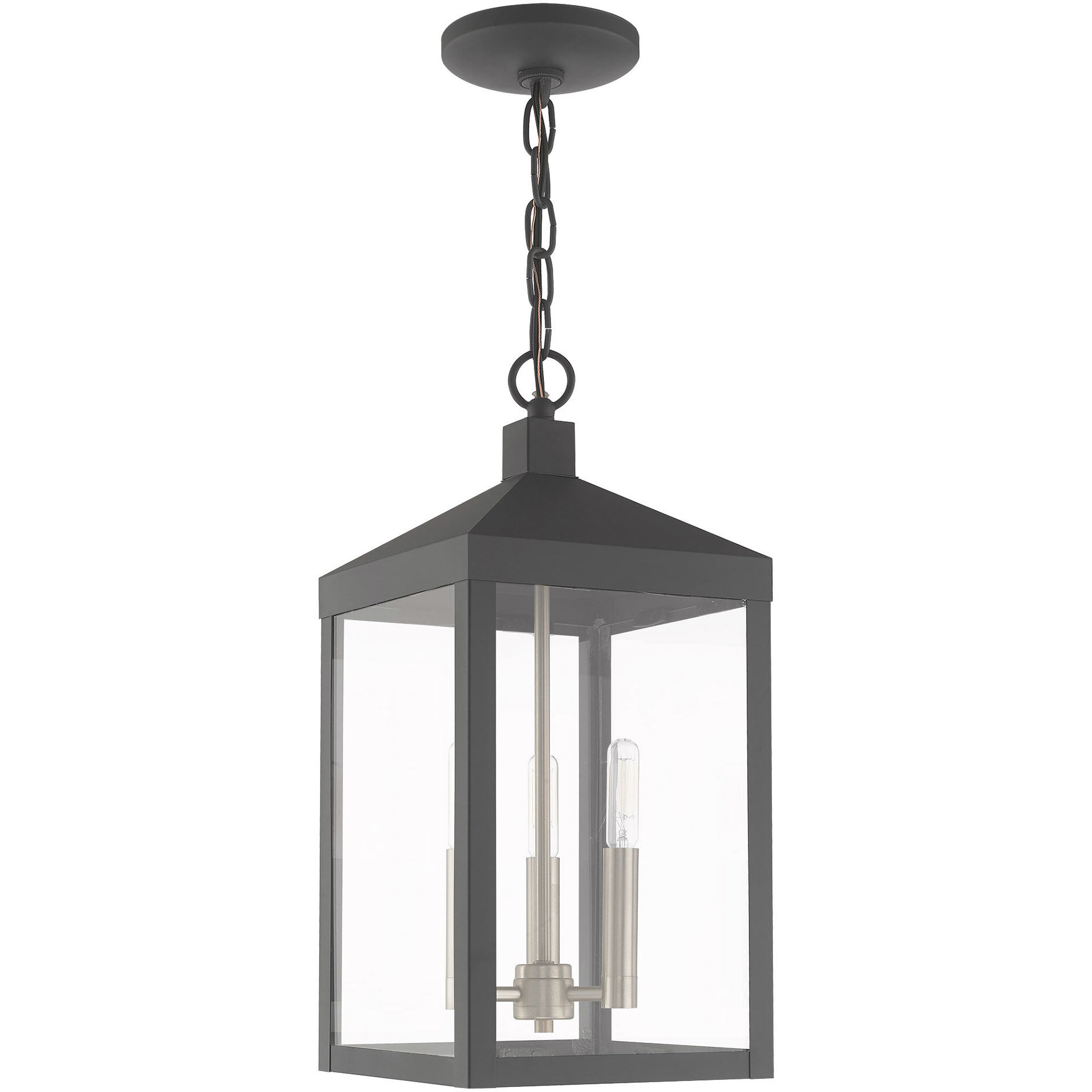 Nyack 3 Light 8.25 inch Scandinavian Gray Outdoor Pendant Lantern