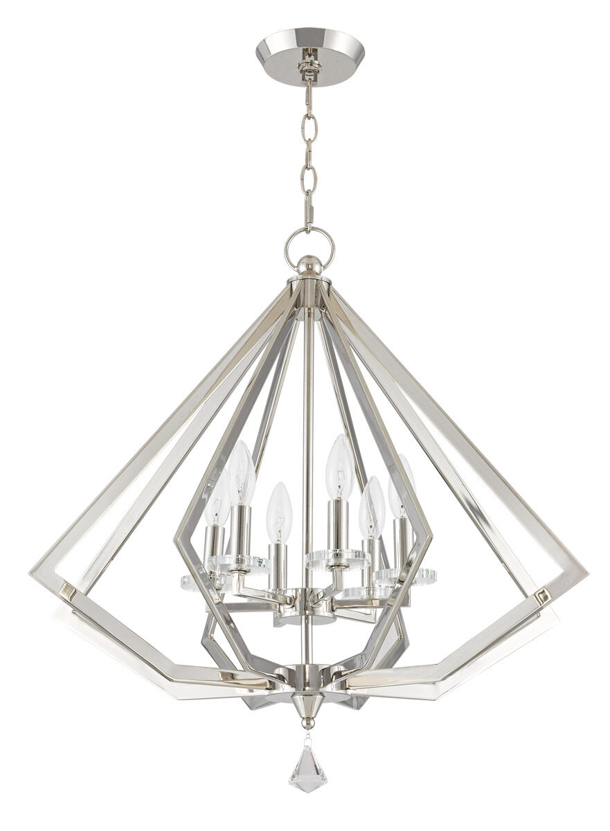 Diamond 6 Light 25 inch Polished Nickel Chandelier Ceiling Light