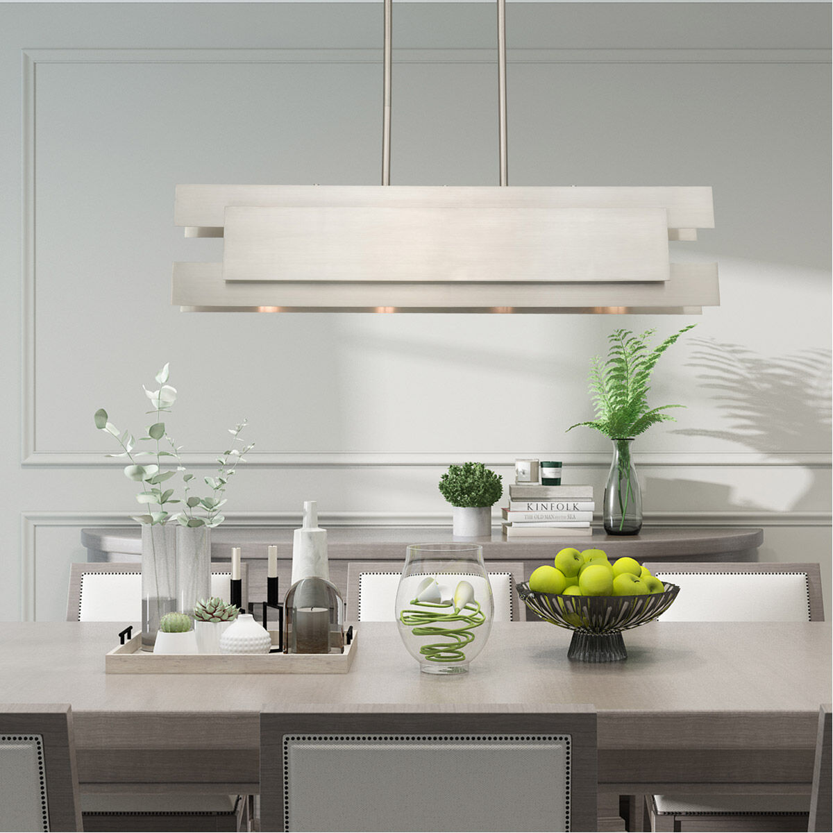 Varick 4 Light 36 inch Brushed Nickel Linear Chandelier Ceiling Light