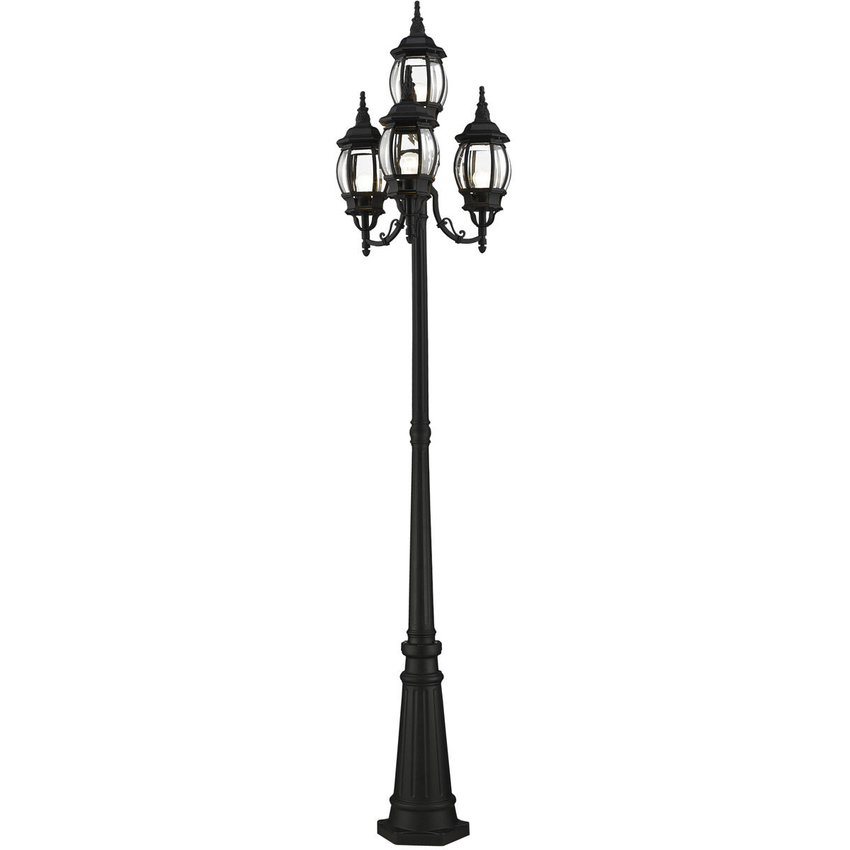 Frontenac 4 Light 93 inch Textured Black Outdoor Post Light