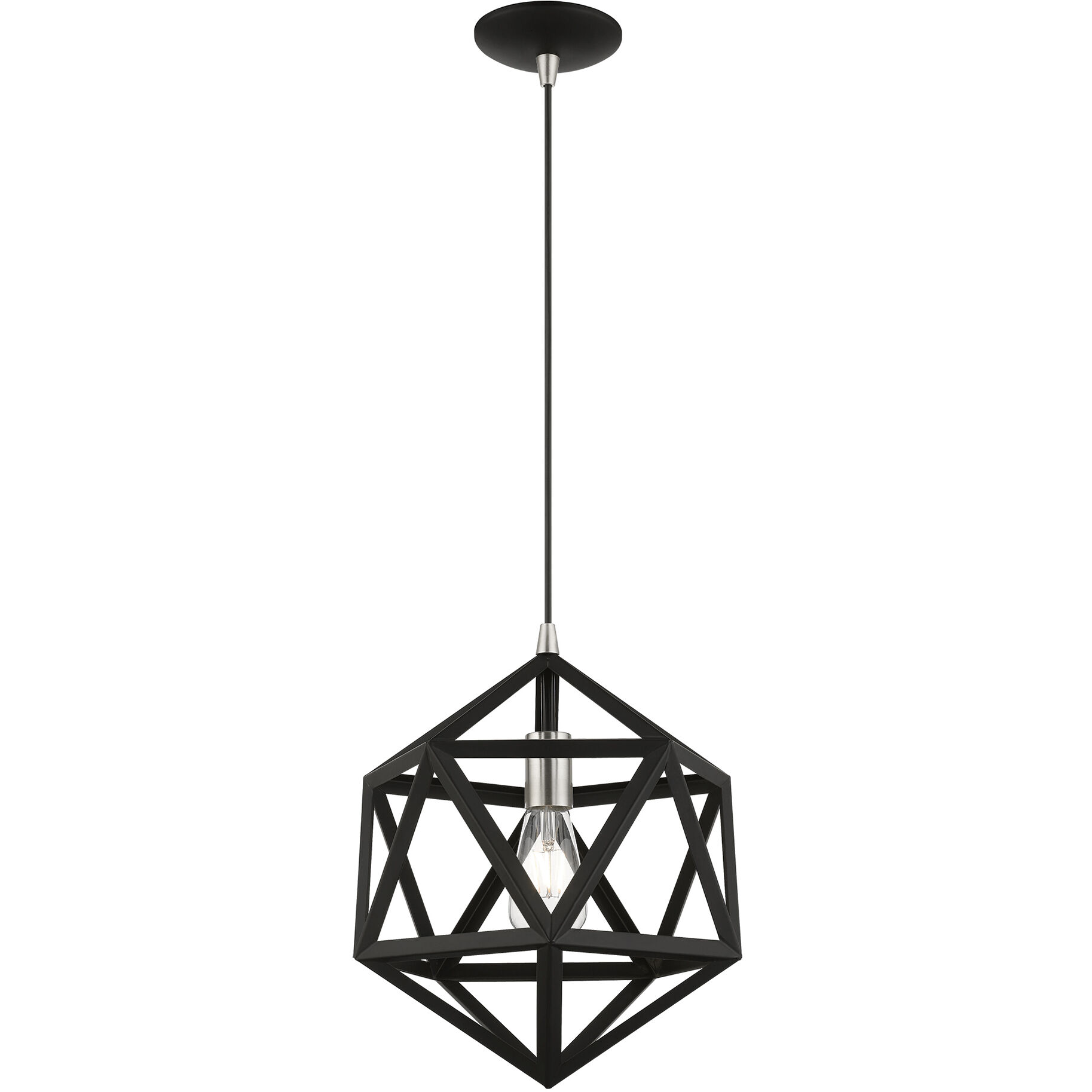 Ashland 1 Light 13 inch Black with Brushed Nickel Accents Pendant Ceiling Light