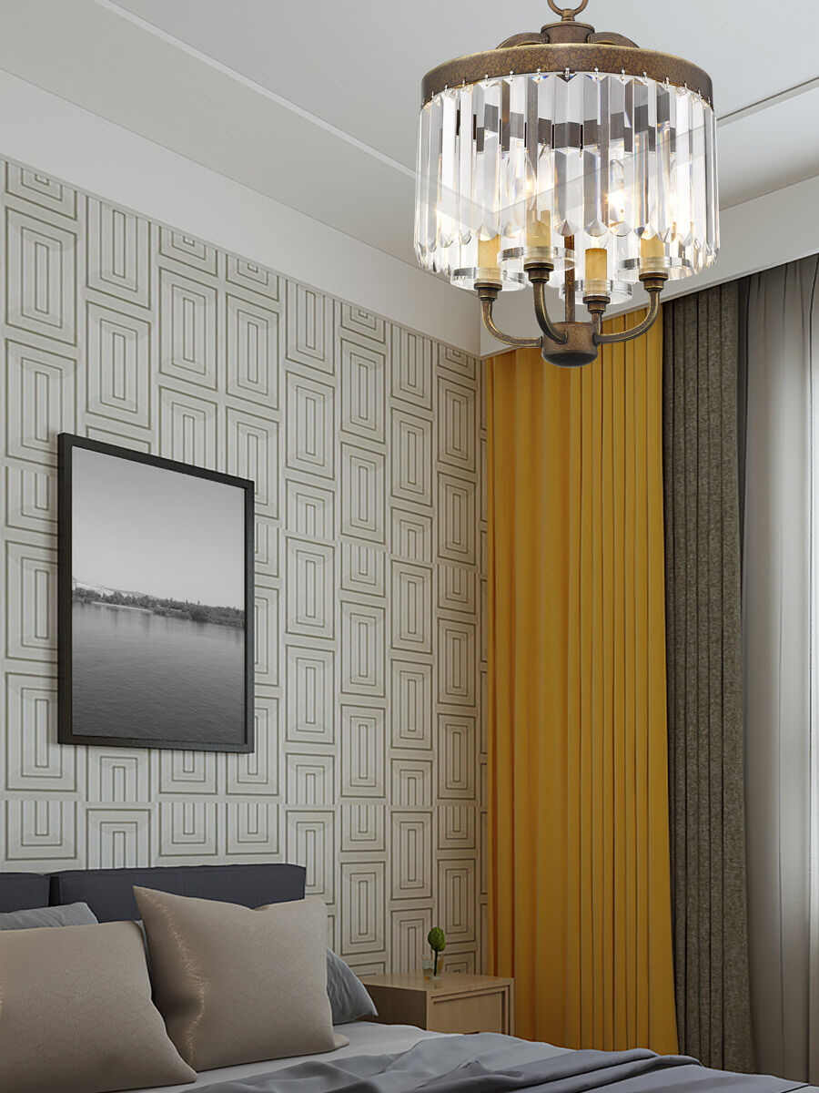 Ashton 4 Light 13 inch Hand Painted Palacial Bronze Convertible Mini Chandelier/Ceiling Mount Ceiling Light