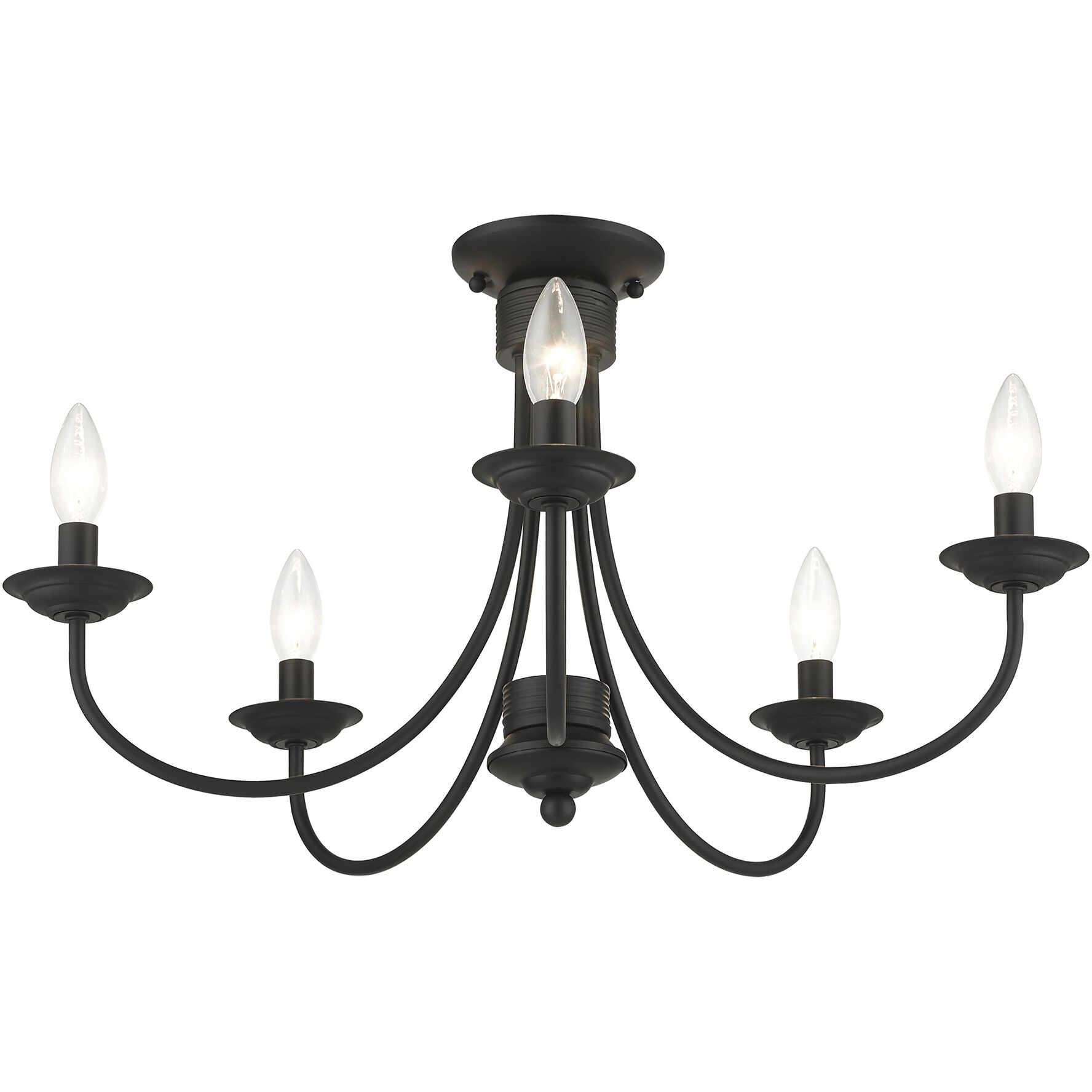 Estate 5 Light 24 inch Black Semi Flush Mount Ceiling Light, Large