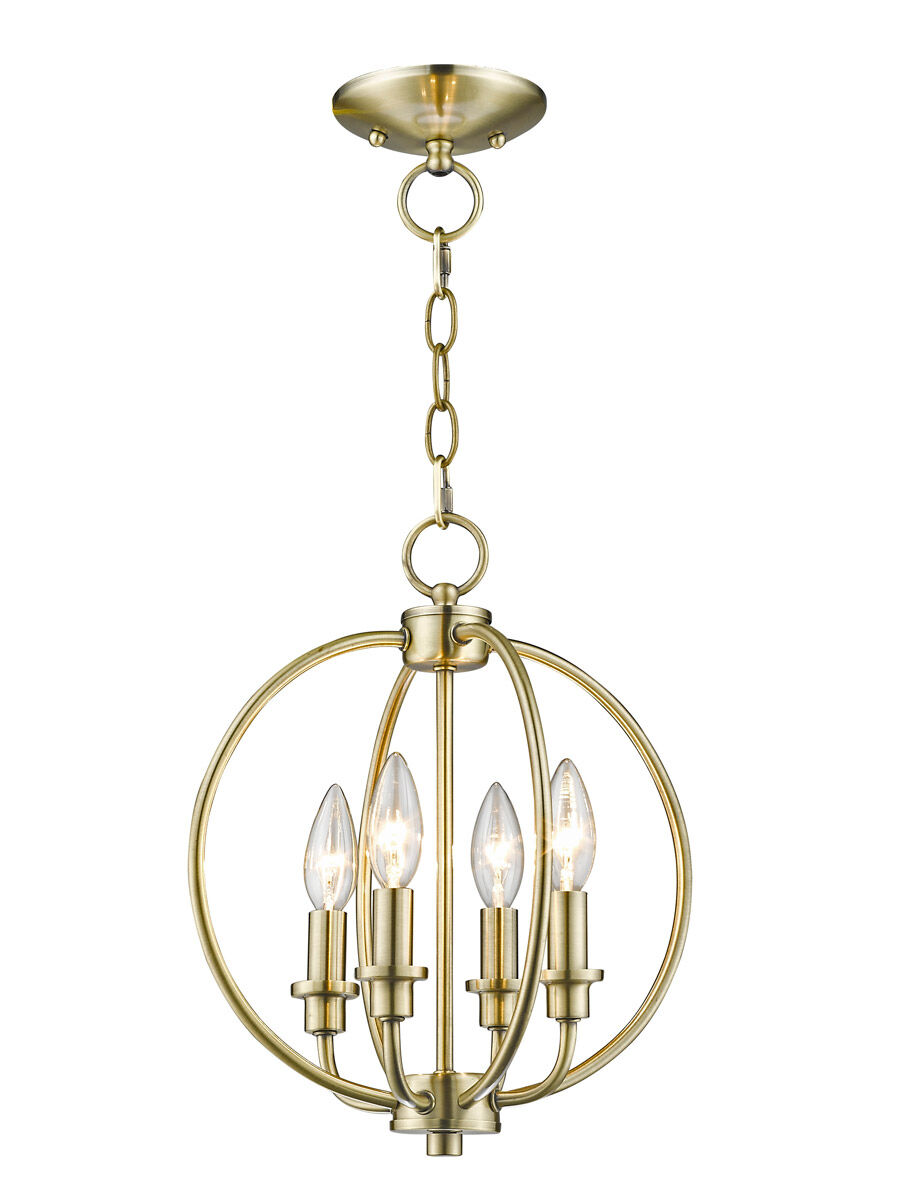 Milania 4 Light 13 inch Antique Brass Convertible Mini Chandelier/Ceiling Mount Ceiling Light