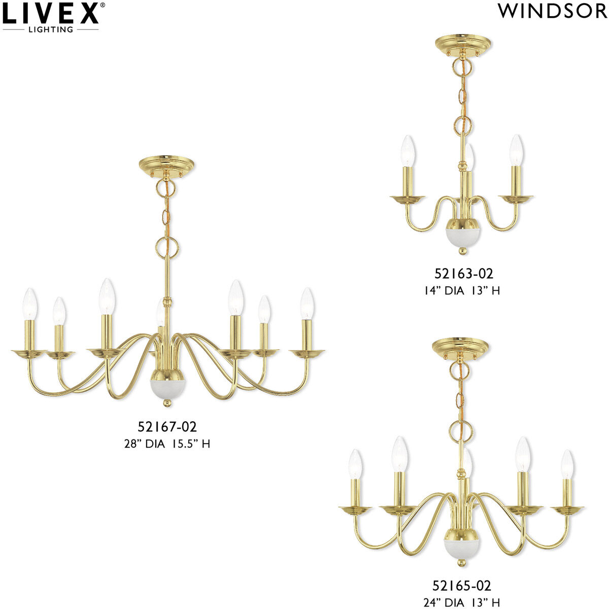 Windsor 5 Light 24 inch Polished Brass Chandelier Ceiling Light
