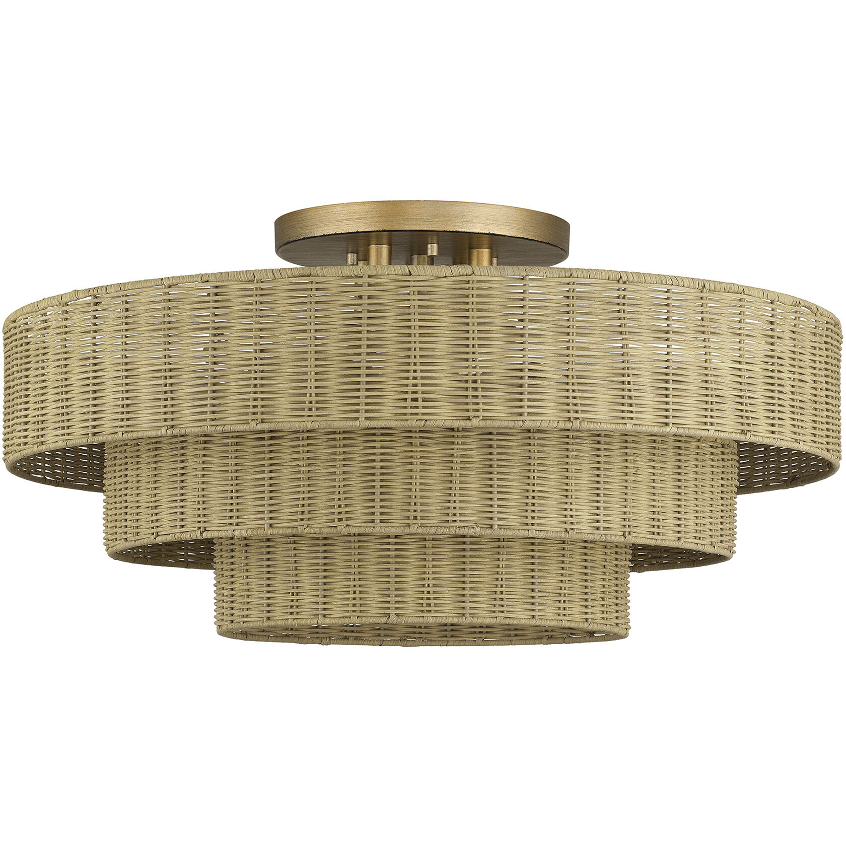 Weavington 5 Light 28 inch Antique Gold Leaf Semi Flush Mount Ceiling Light, Extra Large