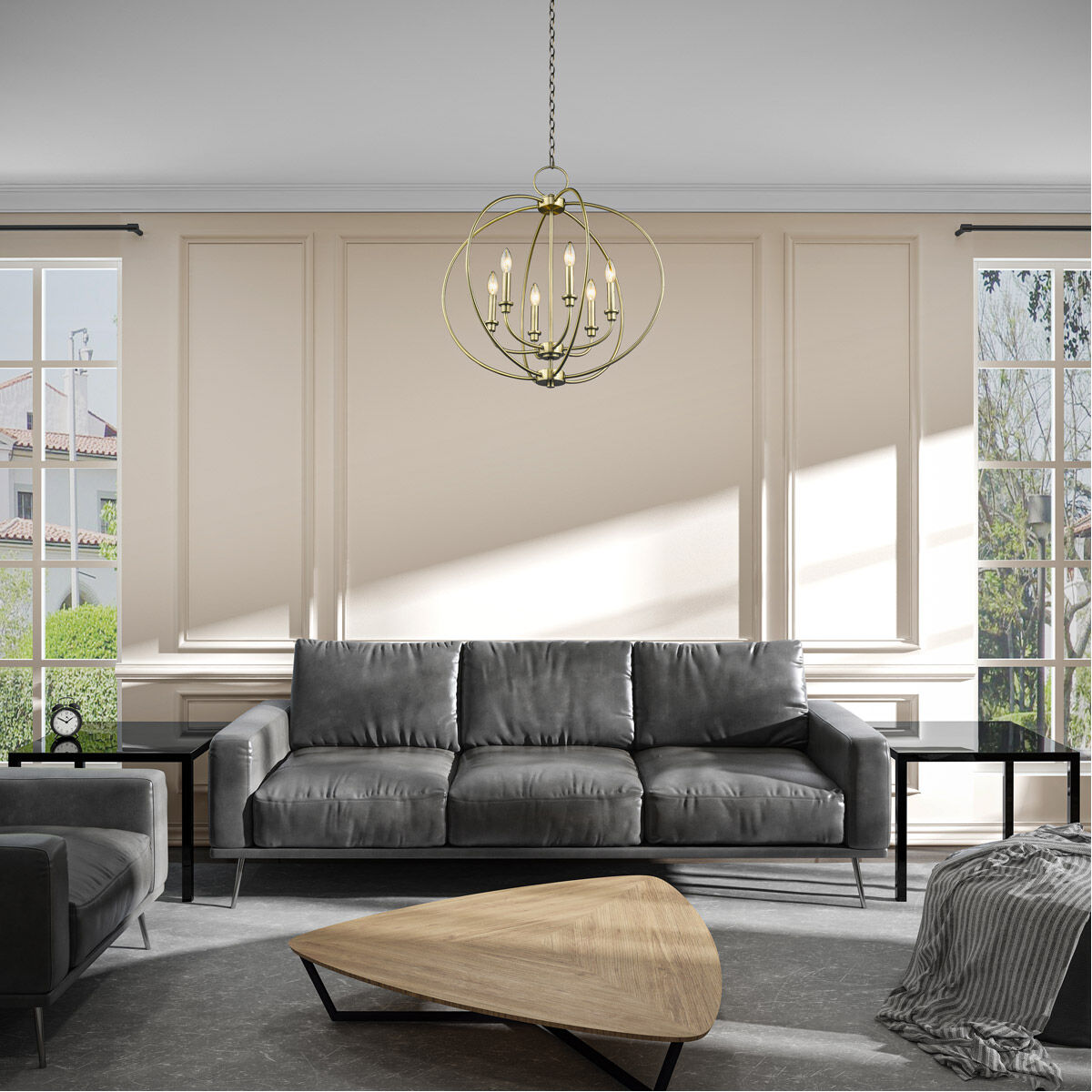 Milania 6 Light 25 inch Antique Brass Chandelier Ceiling Light