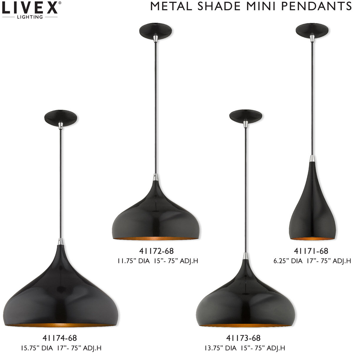 Allison 1 Light 16 inch Shiny Black Mini Pendant Ceiling Light