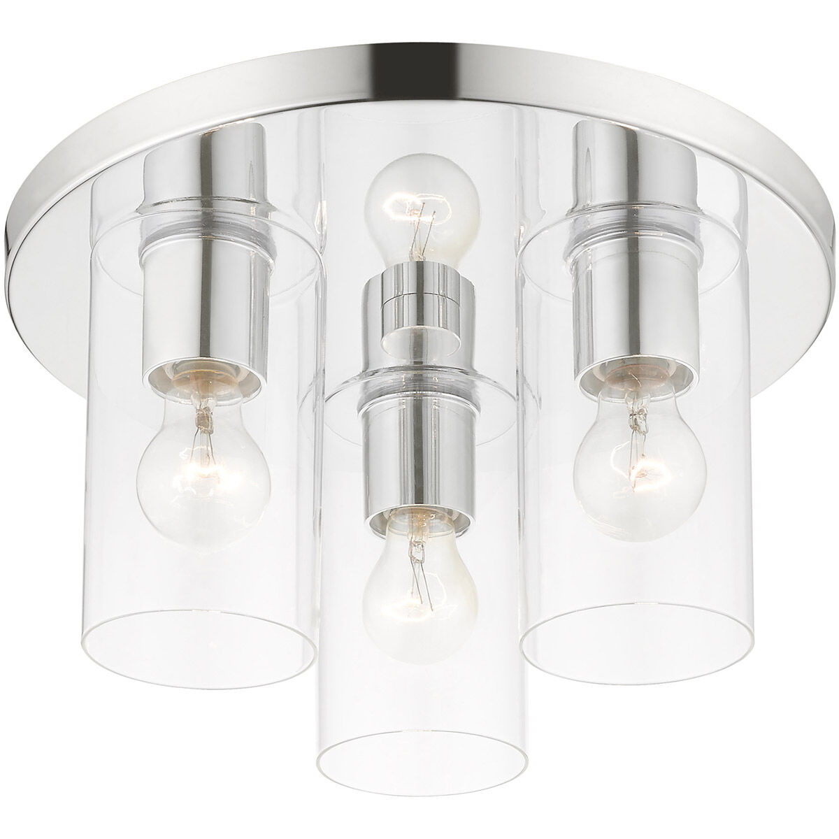 Zurich 3 Light 14 inch Polished Chrome Flush Mount Ceiling Light