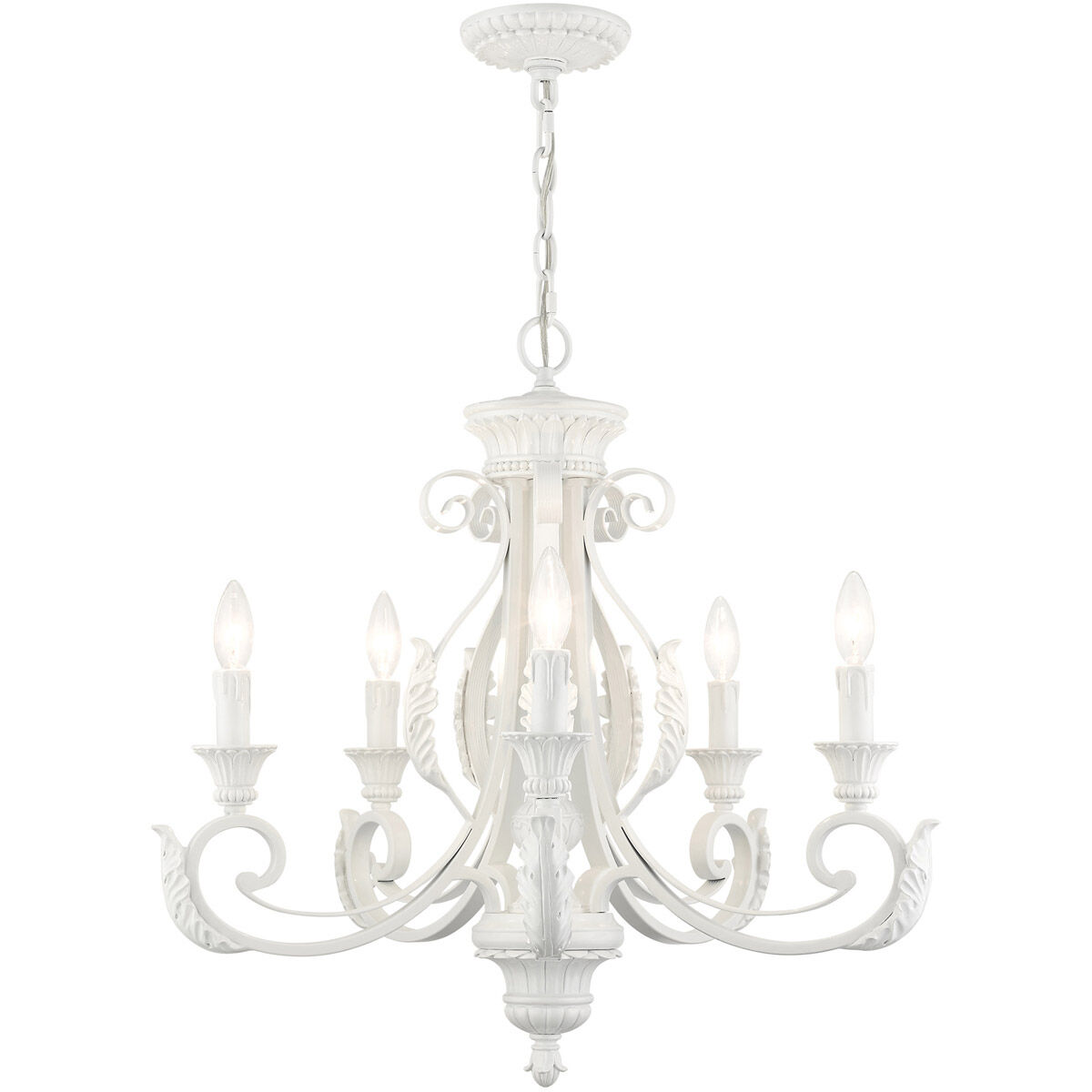 Valencia 5 Light 25 inch Shiny White Chandelier Ceiling Light