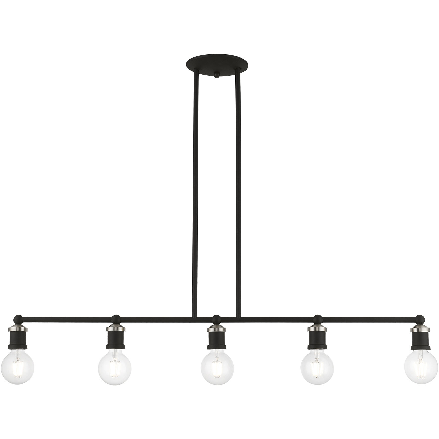 Lansdale 5 Light 40 inch Black with Brushed Nickel Accents Linear Chandelier Ceiling Light, Large