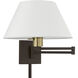 Allison 13 inch 100.00 watt Bronze with Antique Brass Accent Swing Arm Wall Lamp Wall Light
