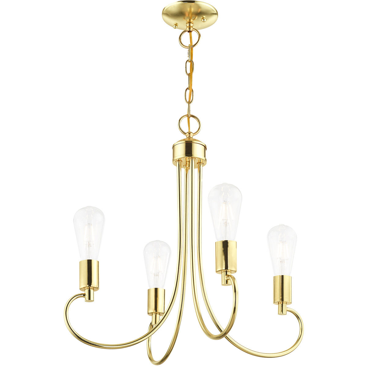 Bari 4 Light 20 inch Polished Brass Chandelier Ceiling Light
