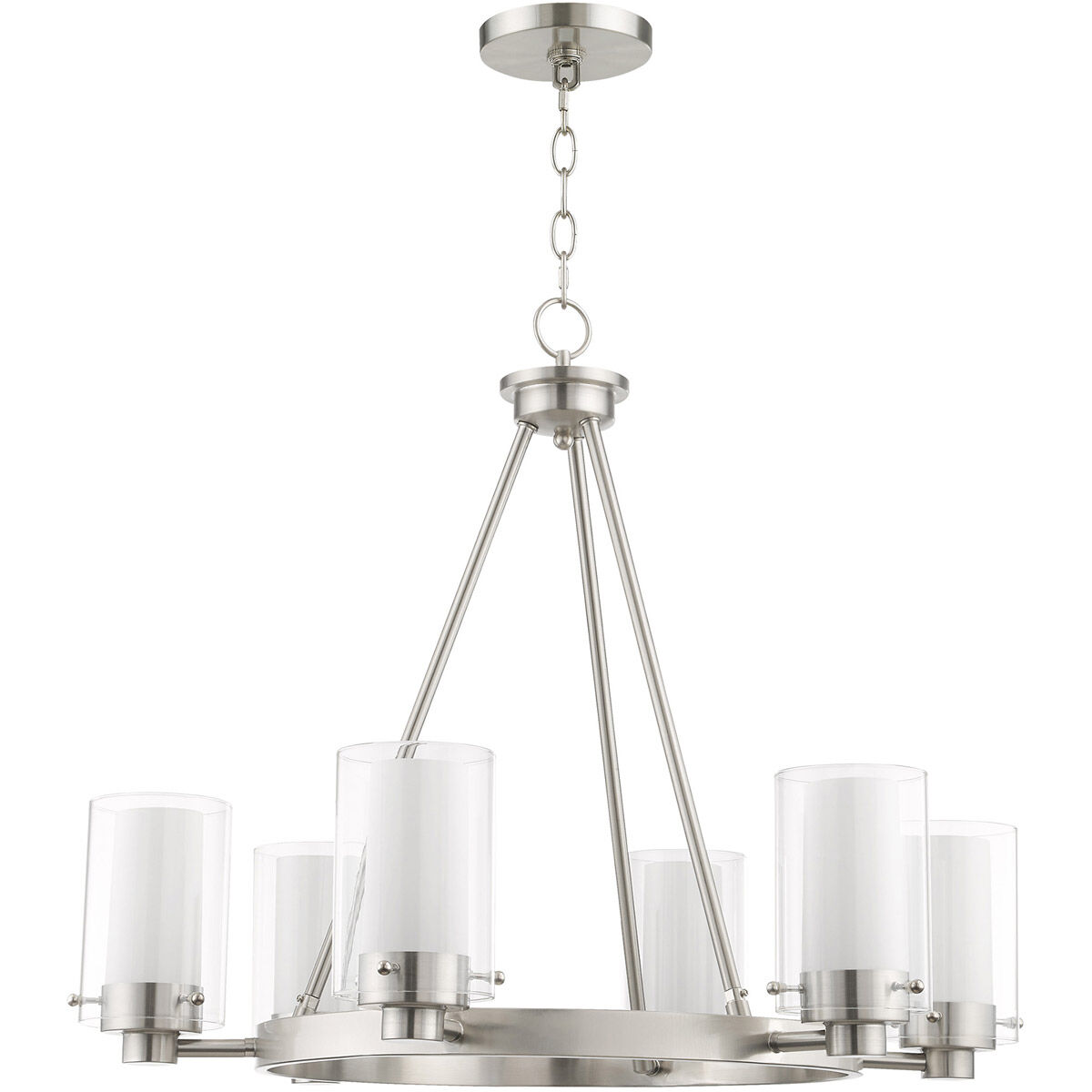 Manhattan 6 Light 26 inch Brushed Nickel Chandelier Ceiling Light
