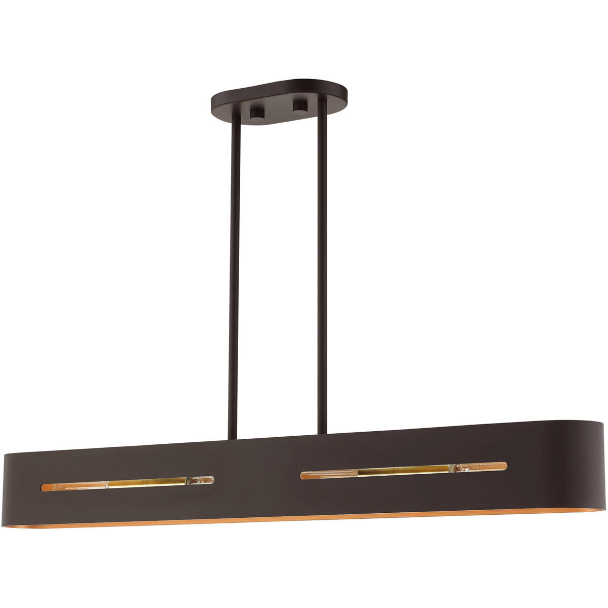 Ravena 4 Light 36 inch Bronze with Antique Brass Accents Linear Chandelier Ceiling Light