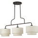 Manorwood 3 Light 12 inch English Bronze Extra Large Linear Chandelier Ceiling Light, Extra Large