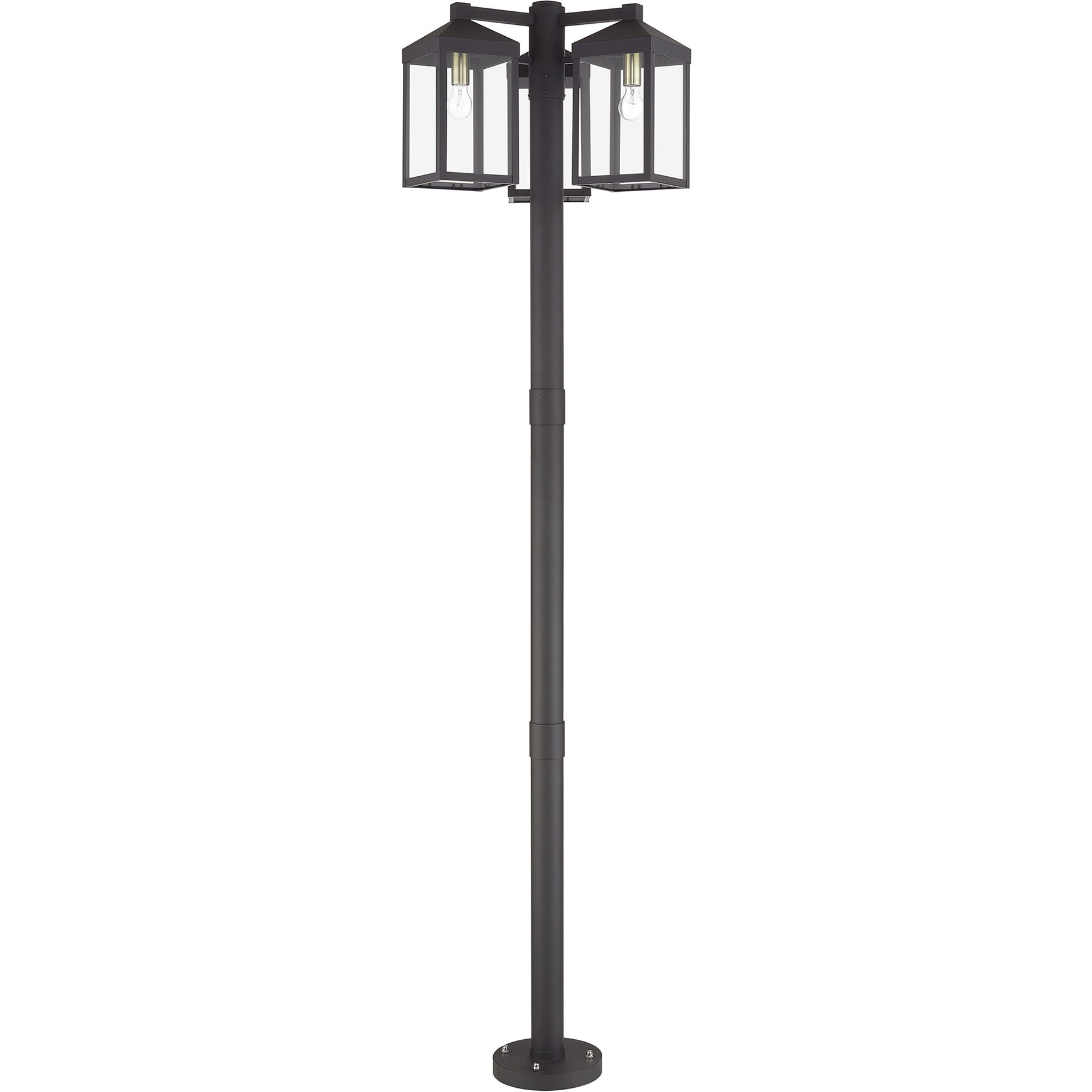 Nyack 3 Light 96.25 inch Bronze with Antique Brass Accents Outdoor 3 Head Post Light