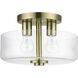 Whitworth 2 Light 12.25 inch Antique Brass Semi-Flush Ceiling Light