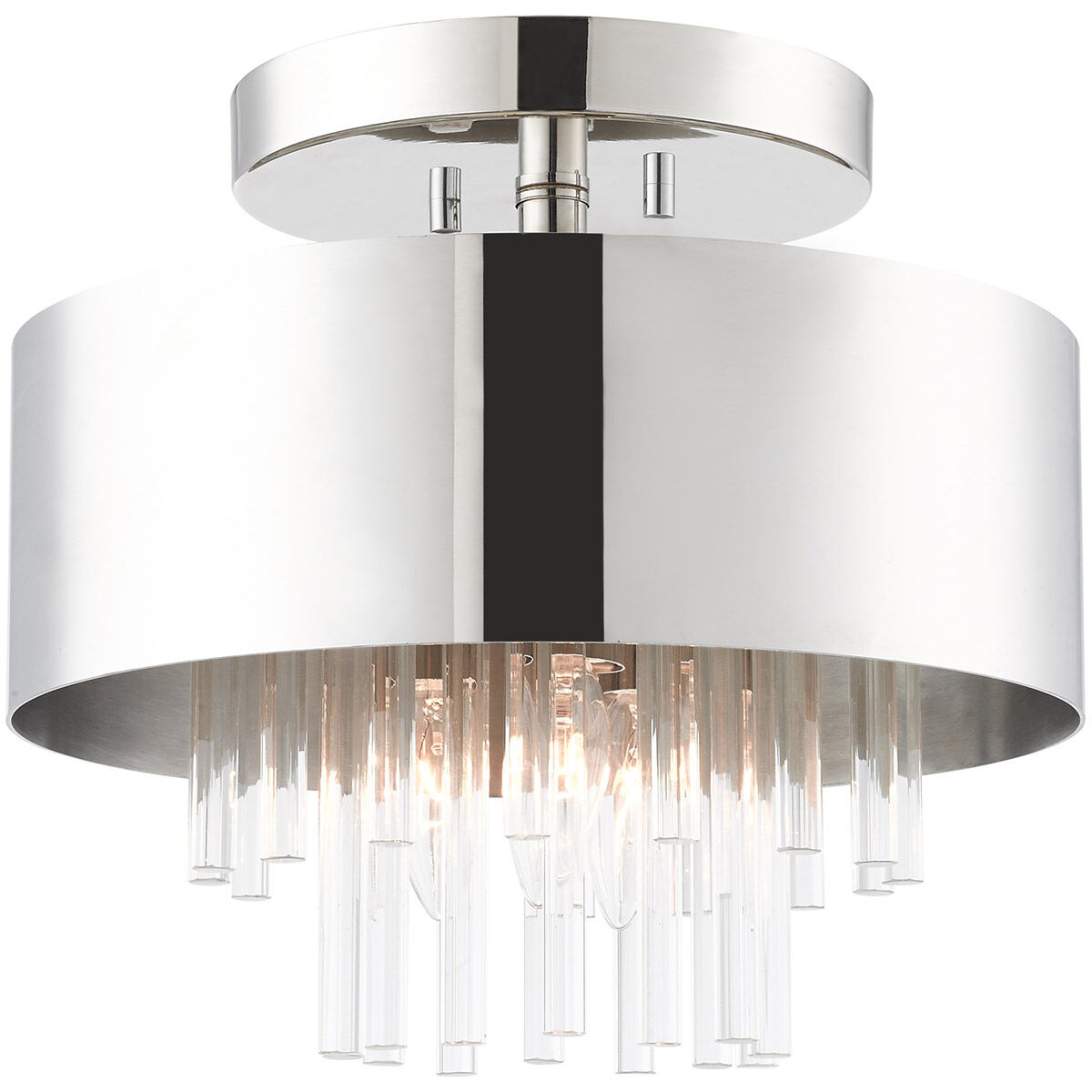 Orenburg 3 Light 13 inch Polished Nickel Semi Flush Ceiling Light