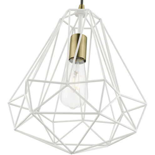 Knox 1 Light 12 inch Textured White with Antique Brass Accents Pendant Ceiling Light